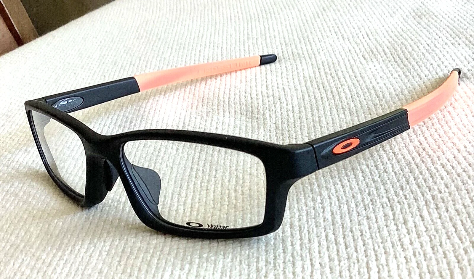Oakley Crosslink Eyeglasses OX8029 Satin Black / Red Frames w Clear Demo Lens
